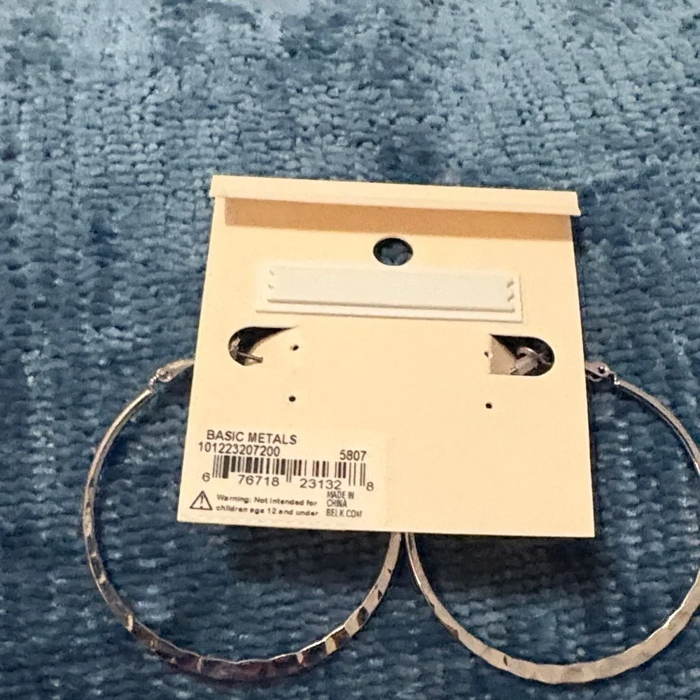 New Directions Textured Silver Hoop Earrings